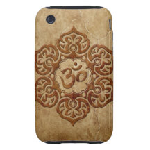 Diseño floral de piedra de Aum Tough iPhone 3 Protector