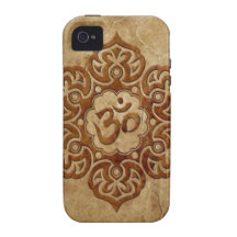 Diseño floral de piedra de Aum Case-Mate iPhone 4 Funda