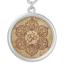 Diseño floral de piedra de Aum Pendiente