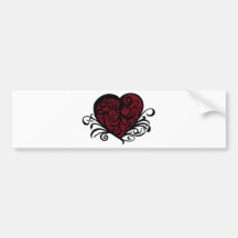 Diseño floral decorativo del corazón etiqueta de parachoque