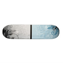 Diseño floral del Grunge - azul claro Monopatines Personalizados