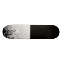 Diseño floral del Grunge - B&W gris claro Tablas De Skate