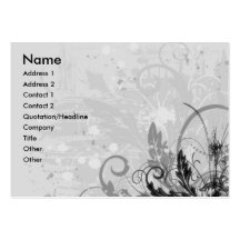 Diseño floral del Grunge - B&W gris claro Plantillas De Tarjetas Personales
