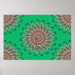 Diseño floral espiral del arco iris - fondo verde impresiones