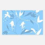 Diseño floral floral azul asombroso rectangular pegatina