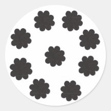 Diseño floral negro etiqueta redonda