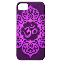 Diseño floral púrpura de Aum iPhone 5 Case-Mate Protector
