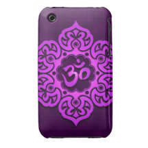 Diseño floral púrpura de Aum iPhone 3 Case-Mate Carcasas