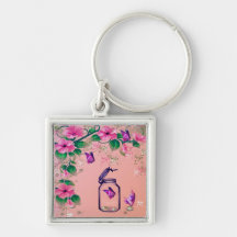 diseño flores y mariposas llavero