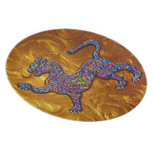 Diseño geométrico manchado real del leopardo plato para fiesta