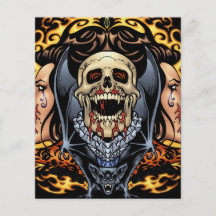 Diseño gótico de los cráneos, de los vampiros y de flyer a todo color