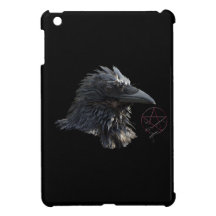 Diseño gótico del pentáculo de Wiccan del cuervo iPad Mini Carcasas