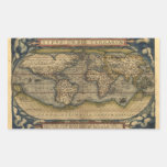 Diseño histórico del atlas del mapa del mundo del  rectangular pegatinas