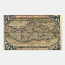 Diseño histórico del atlas del mapa del mundo del  rectangular pegatinas
