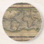 Diseño histórico del atlas del mapa del mundo del  posavasos cerveza