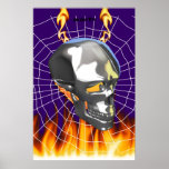 Diseño humano 1 del cráneo del cromo con el fuego  impresiones