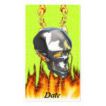 Diseño humano 1 del cráneo del cromo con el fuego  tarjetas de visita