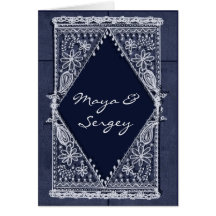 Diseño indio de la manta persa azul felicitacion 