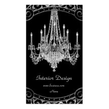Diseño interior de plata elegante de Black Chandel Tarjeta De Visita