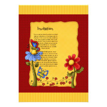 Diseño lindo de la mariposa y de las flores invitación
