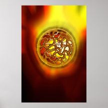 Diseño llameante del meteorito poster