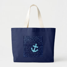 Diseño náutico de la escritura del ancla de la ray bolsa de mano
