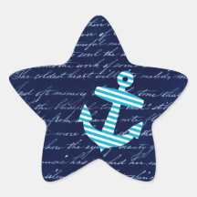 Diseño náutico de la escritura del ancla de la ray pegatinas forma de estrella