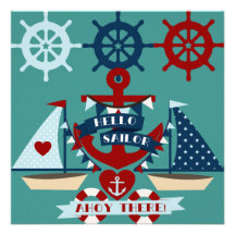 Diseño náutico del barco de vela del ancla del mar comunicado personalizado