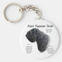 Diseño negro de la historia de Terrier del ruso Llaveros Personalizados