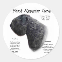Diseño negro de la historia de Terrier del ruso Pegatina Redonda
