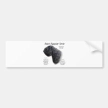 Diseño negro de la historia de Terrier del ruso Etiqueta De Parachoque