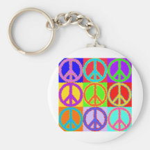 Diseño ondulado del signo de la paz de Andy Warhol Llavero Personalizado