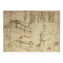 Diseño para una máquina de vuelo de Leonardo da Vi Postal