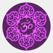 Diseño púrpura floral de Aum Pegatina