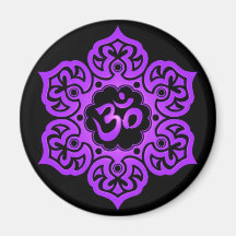 Diseño púrpura y negro floral de Aum Imán De Nevera