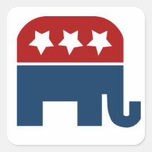 Diseño republicano del logotipo del elefante del G Calcomania Cuadradas Personalizadas