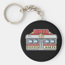 diseño retro del comensal llaveros personalizados
