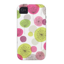 Diseño retro lindo del estampado de plores del árb iPhone 4 carcasas