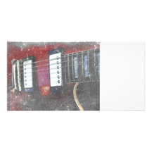 diseño rojo de la música del grunge del puente de  tarjetas con fotos personalizadas