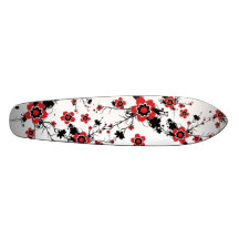 Diseño rojo de Sakura de la flor de cerezo Tabla De Skate