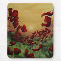 Diseño rojo del campo de la amapola tapete de raton