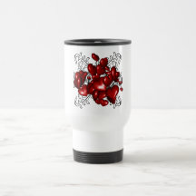 Diseño rojo del extracto de los corazones tazas