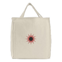 Diseño rojo y negro de la fantasía de Sun Bolsas De Mano Bordadas