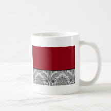 Diseño rojo y negro del damasco tazas de café