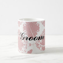 diseño romántico blanco y rojo del damasco tazas de café