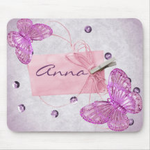 Diseño rosado bonito adaptable de la mariposa alfombrilla de ratón
