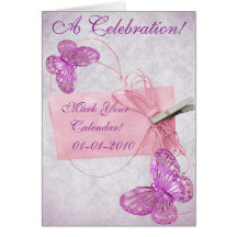 Diseño rosado bonito adaptable de la mariposa tarjetas
