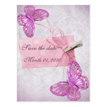 Diseño rosado bonito adaptable de la mariposa postales