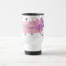 Diseño rosado bonito adaptable de la mariposa tazas de café