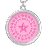 Diseño rosado bonito de la estrella pendiente personalizado